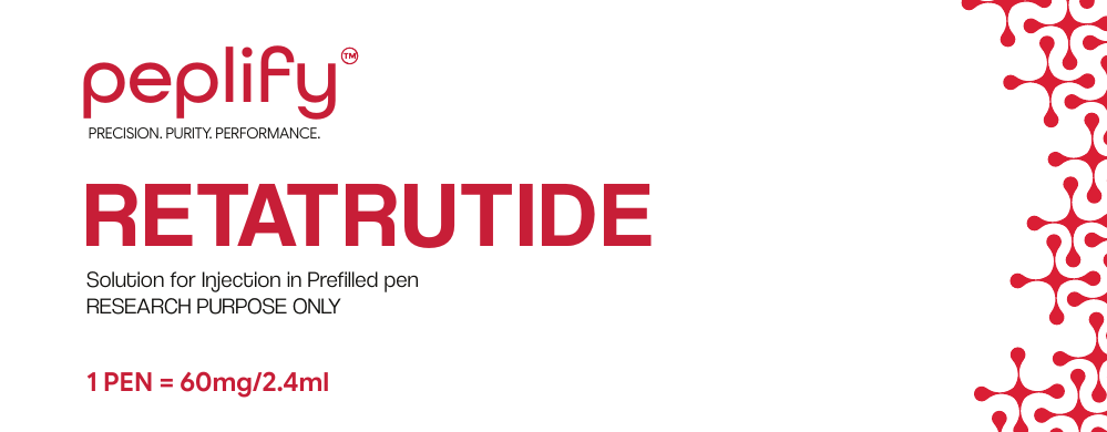 Retatrutide 60 research peptide prefilled pen box by peplify, 60 mg / 2.4 mL